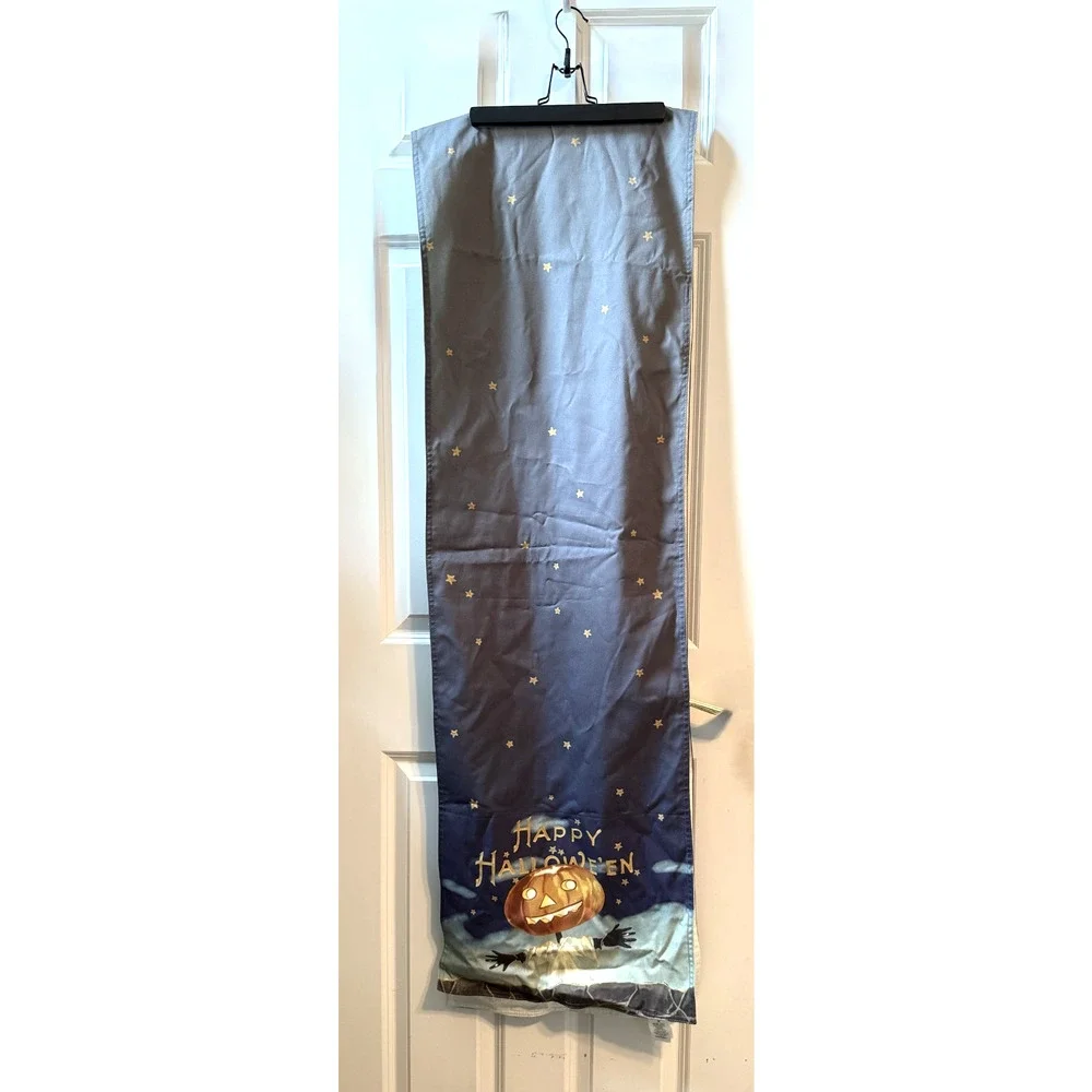 Williams Sonoma Halloween Table Runner Happy Hallowe'en Pumpkin Scarecrow 106 in